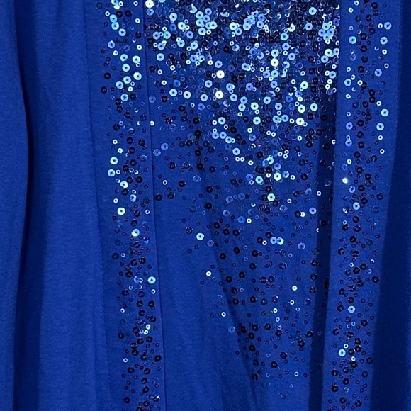 Quacker Factory XL royal blue tank w/long sleeve attached open front sweater - Picture 2 of 10